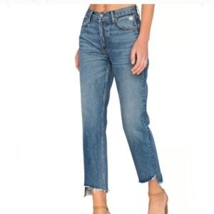 GRLFRND Helena High Rise Straight Leg Jeans Close To You Wash Raw Step Hem 29
